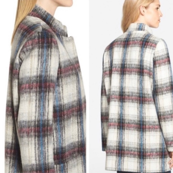 Kenneth Cole NY Wool Blend Plaid Coat Snap Closure Collar Women Sz L  NWT - Picture 14 of 15